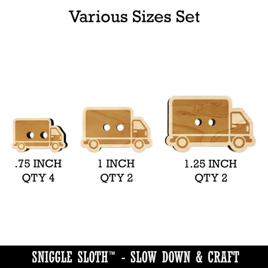 Delivery Truck Vehicle Icon Wood Buttons for Sewing Knitting Crochet DIY Craft {1}