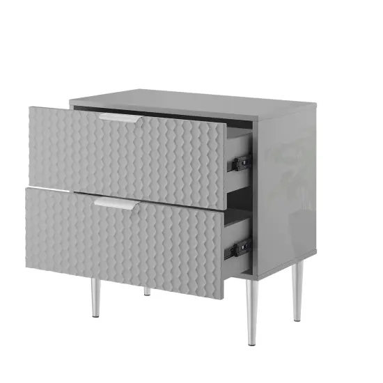 Zeynep Side Table/Nightstand Grey/Chrome {3}