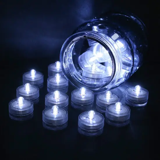 Waterproof LED Submersible Tea Lights for Wedding and Party Decoration White {1}