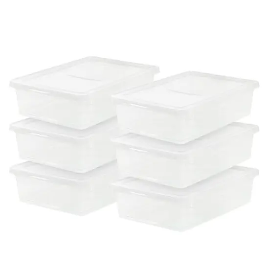 IRIS USA 28 Qt Clear Storage Box, BPA-Free Plastic Stackable Bin with Lid, Containers to Organize Closet Shelves, Clothes, Blankets, Towels, Classroom Organization Teacher Tools, 6 Pack {1}