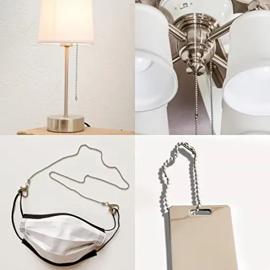 33 ft Ball Chain 2.4mm Silver Stainless Steel Bead Link Chain Roll for Beaded Dog Tag Necklace, Mens Military Jewelry Making Supplies, Pull Chain DIY Bracelets Keychain Craft - w/20#3 Connectors {3}