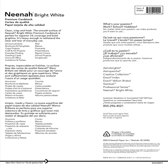 250 SheetsPremium Cardstock, 8.5" x 11", 65 lb/176 gsm, Bright White {4}