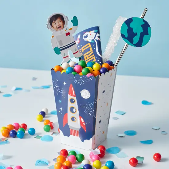 Big Dot of Happiness Blast Off to Outer Space - Rocket Ship Baby Shower or Birthday Party Favor Popcorn Treat Boxes - Set of 12 {3}