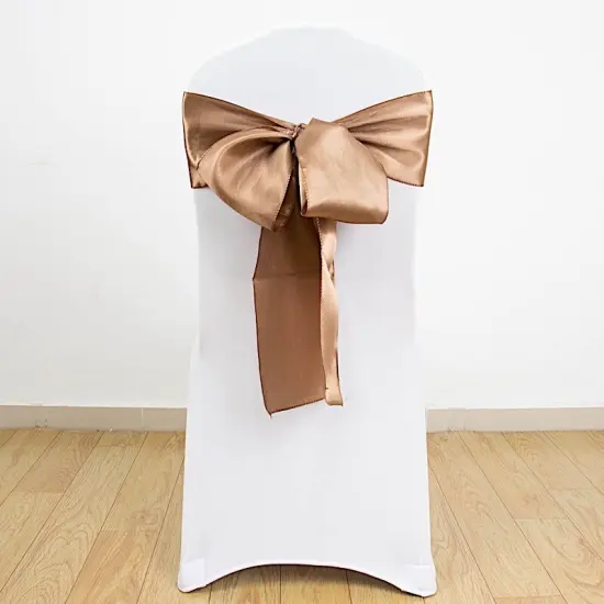 10Pcs Satin Chair Sashes for Wedding Reception Decor Taupe {1}