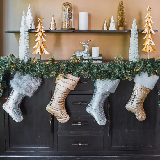 Matte Silver Puffer Christmas Stocking {4}