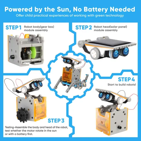 STEM 12-in-1 Education Solar Robot Toys -190 Pieces DIY Building Science Experiment Kit for Kids Aged 8-10 and Older,Solar Powered by The Sun {6}