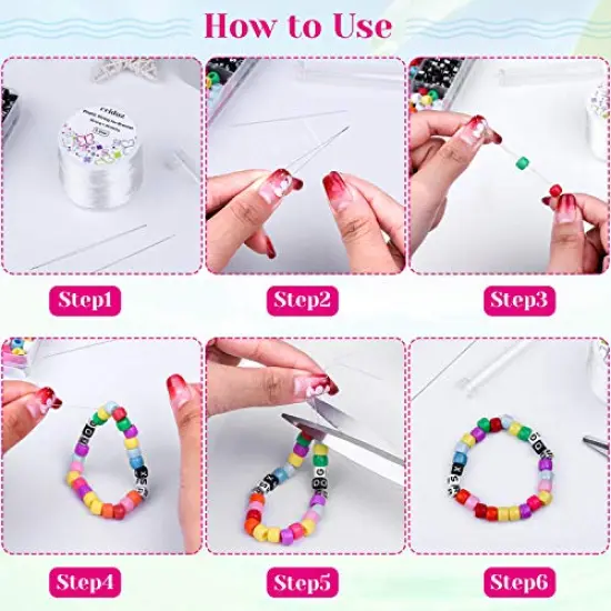 Stretchy String for Bracelets, 0.5mm Clear Elastic String Stretch Cord Jewelry Bead Bracelet String with 2 Pcs Beading Needles for Seed Beads, Pony Beads, Bracelets and Jewelry Making {5}