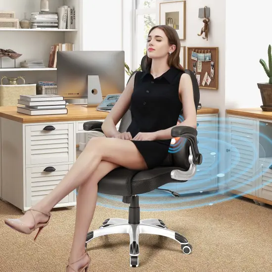 Costway Kneading Massage Office Chair Height Adjustable Swivel Chair with Flip-up Armrests {2}