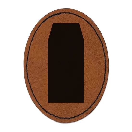 Gift Tag Shape Solid Round Iron-On Engraved Faux Leather Patch Applique - 2.5" Brown {1}