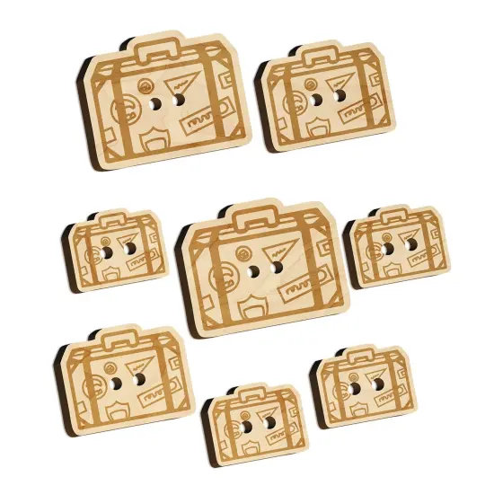 Travel Suitcase with Destination Stickers Wood Buttons for Sewing Knitting Crochet DIY Craft {7}