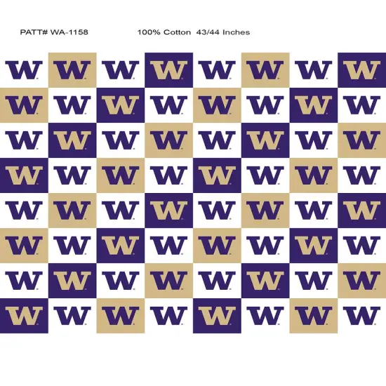 Sykel Enterprises-University of Washington Cotton Fabric-Washington Huskies Collegiate Check Cotton Quilting Fabric {1}