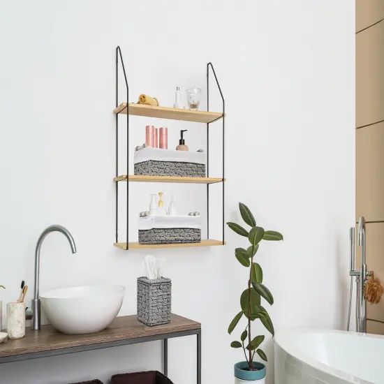 Sorbus Paper Rope Bathroom Baskets & Tissue Holder 3 Piece Set Gray {5}