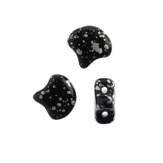 John Bead Czech Glass Splash Ginko Beads, 50g Jet Silver {2}