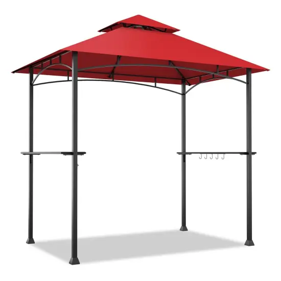 8 x 5 Feet Outdoor Barbecue Grill Gazebo Canopy Tent BBQ Shelter Wine {1}