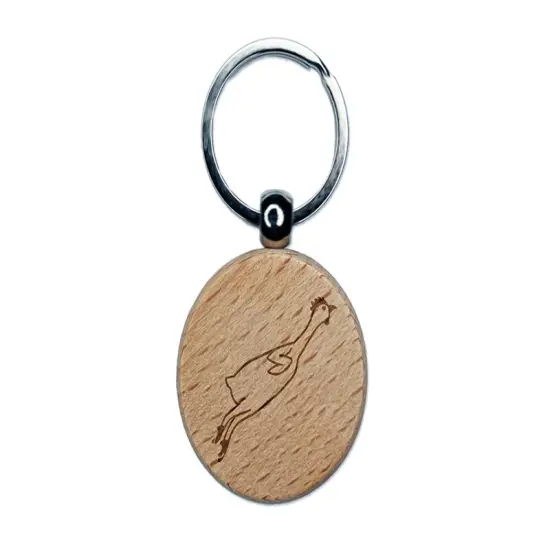 Silly Rubber Chicken Engraved Wood Round Keychain Tag Charm {1}