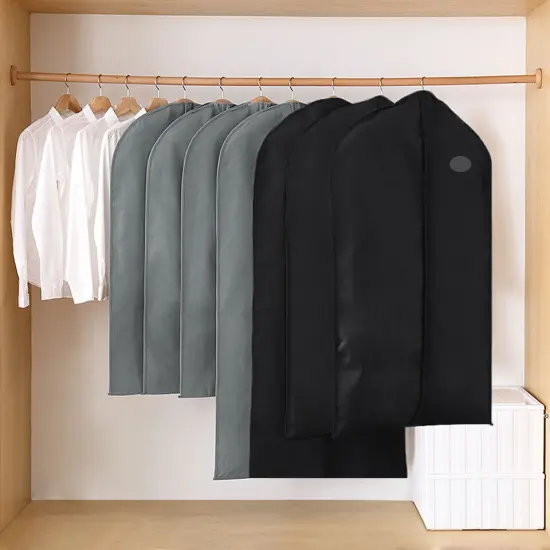 1 PC Clothes Garment Dustproof Cover Suit Coat Dress Hanging Storage-BLACK {8}