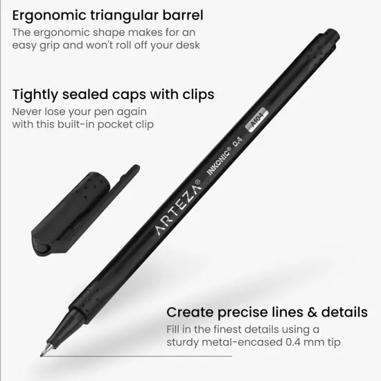 12-Pack Black Inkonic Fineliner Pens for Sketching and Art Notes {3}