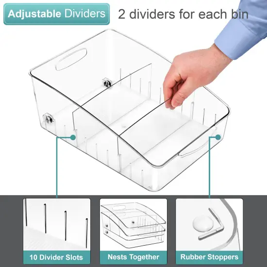 Sorbus Fridge Organizer on Wheels - Rolling Fridge Organizers and Storage Clear Design with Dividers & Handles for Kitchen Organization and Storage - Refrigerator Organizer Bins & Pantry Storage Bins {4}