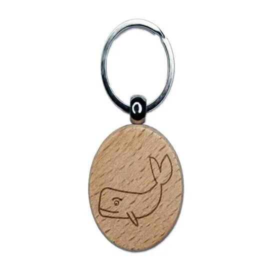 Witty Sperm Whale Engraved Wood Round Keychain Tag Charm {1}