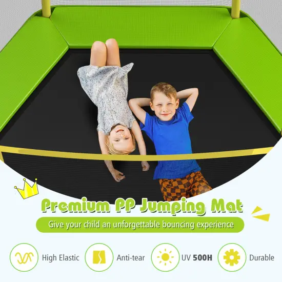 Mini Trampoline for Kids with Safety Net Foam Poles Steel Frame Bounce Jumper for Indoor Outdoor Yellow {4}