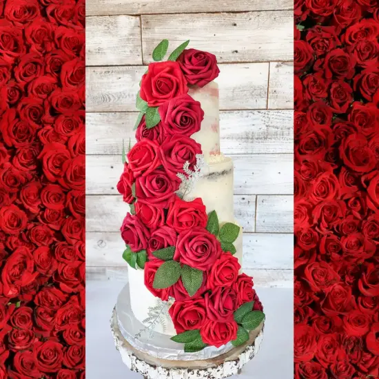 Artificial Rose Heads Red Wine Fake Roses Latex Foam Roses Real Looking Rose Heads with Stems Wedding Decor DIY Bouquets Party Home Decor {5}