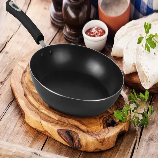 3 Piece Nonstick Frying Pan Set - Induction Bottom - 8 Inches, 9.5 Inches and 11 Inches (Grey-Black) {4}