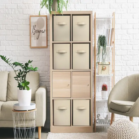 Sorbus Fabric Collapsible Cube Storage Bins Set (6 Pack) Beige {3}