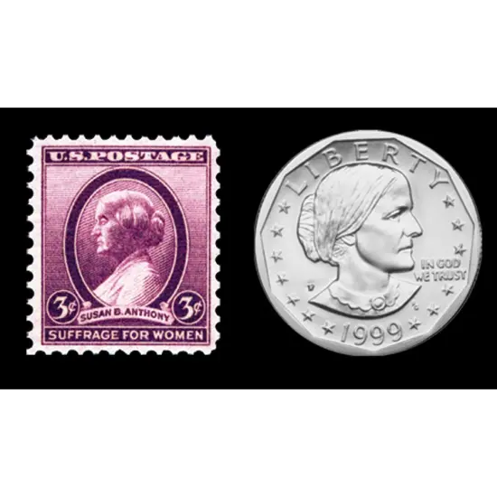 Women's Right To Vote Susan B. Anthony Stamp and Coin Black 8x10 Frame {3}