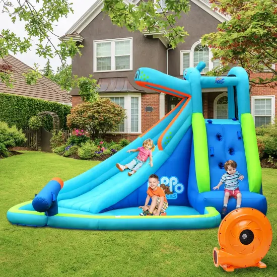 Hippo Inflatable Water Slide Bounce House with Air Blower {2}