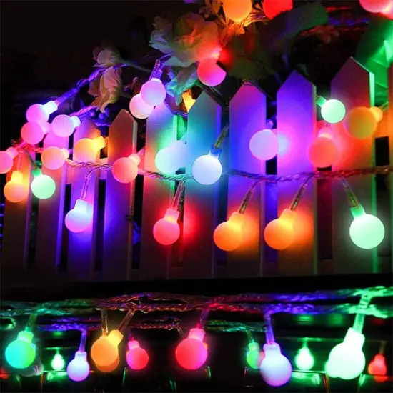 49ft Outdoor Christmas Garden Solar Globe String Lights Multicolor {3}