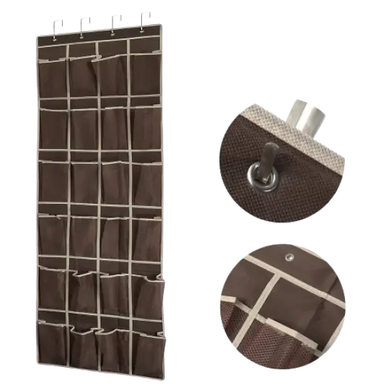 24 Grids Over Door Shoe Organizer Rack Hanging Storage Holder {1}