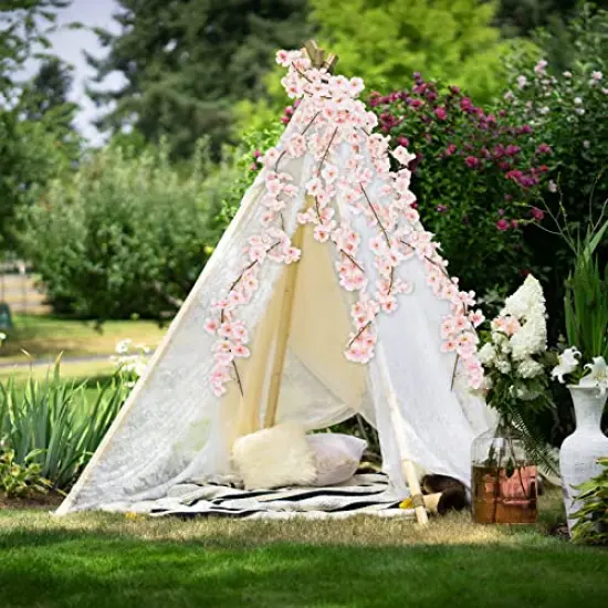 2 Pieces Fake Cherry Blossom Flower Vines Artificial Flowers Hanging Silk Flowers Garland for Wedding Party Pink Room Decor Japanese Kawaii Decor Outdoors {4}