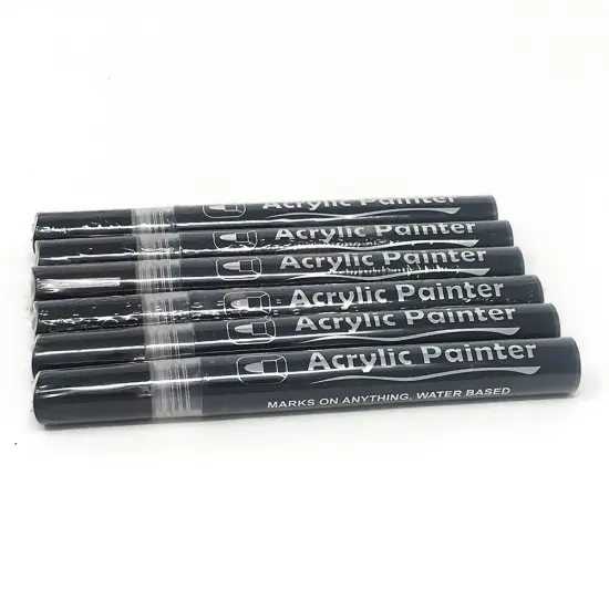 Acrylic Paint Marker Pens Set for Pebble, Rock, Stone Painting, Scrapbooking, Fabric Black(6pcs) {1}