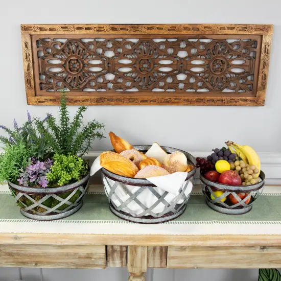 Northlight Set of 3 Metal Woven Nesting Baskets 12.5" Silver {3}