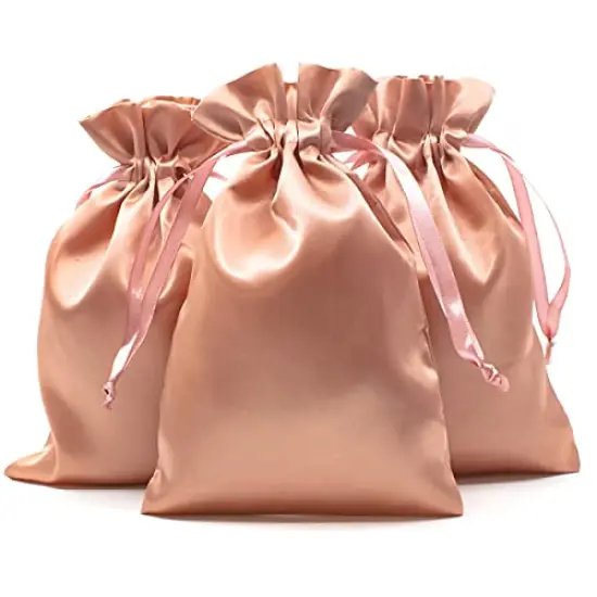 50 Pieces 3" x 4" Rose Gold Satin Gift Bags, Jewelry Bags, Wedding Favor Drawstring Bags Baby Shower Christmas Gift Bags {2}