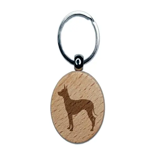 American Hairless Terrier Dog Solid Engraved Wood Round Keychain Tag Charm {1}