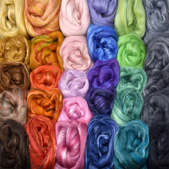 Merino Silk Luxe Tonal Designer Blend. Superfine Merino, Mulberry Silk, Tussah Silk. Top Roving for Spinning or Felting. {4}