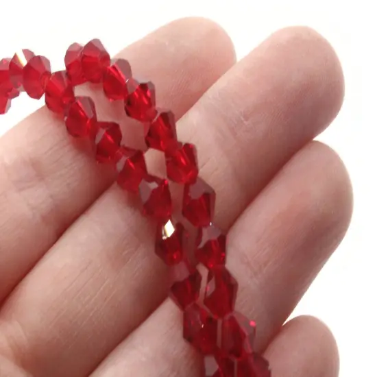 49 6mm Red Glass Faceted Bicone Beads {2}