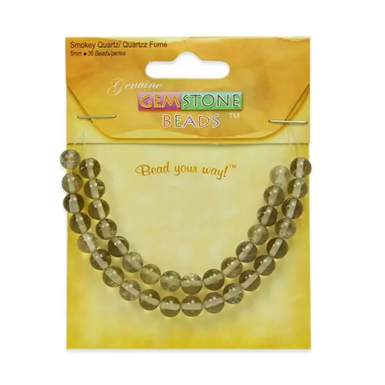 6 Packs of Smoky Quartz Beads - 6mm - 36 pcs. {1}