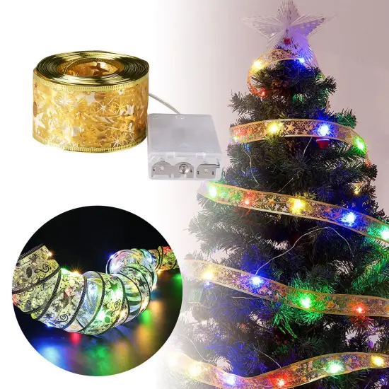 16.4ft Christmas Ribbon Fairy Lights for Indoor and Outdoor Decorations White {2}