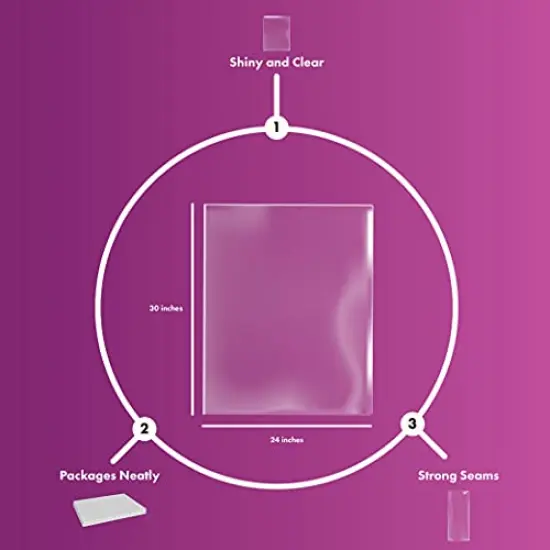 10 Pieces Clear Basket Bags, Large Clear Cellophane Wrap for Baskets & Gifts 24"x30" 1.5 Mil Thick (10) {3}