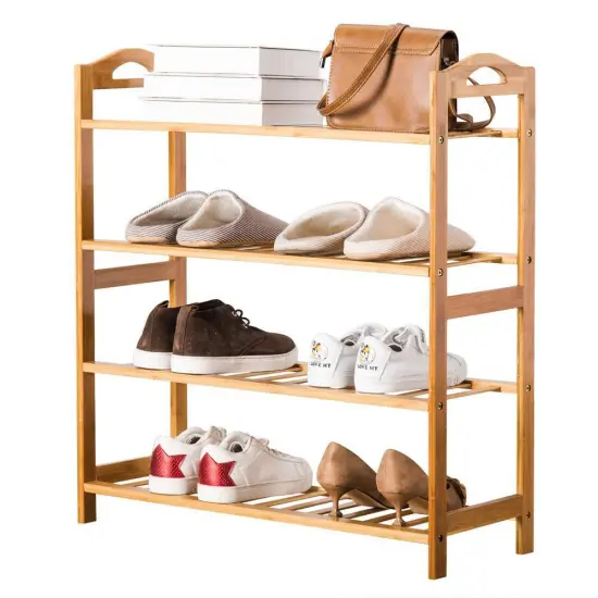 4 Tier Natural Bamboo Wooden Shoe Rack Organizer Stand Storage {2}