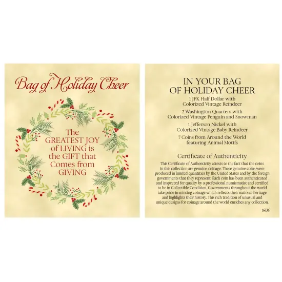 Animal Coins From Around The World And Colorized Christmas Coins In Snowman Canvas Bag {4}