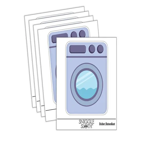 Washing Machine Laundry Waterproof Vinyl Phone Tablet Laptop Water Bottle Sticker Set - 5 Pack {2}