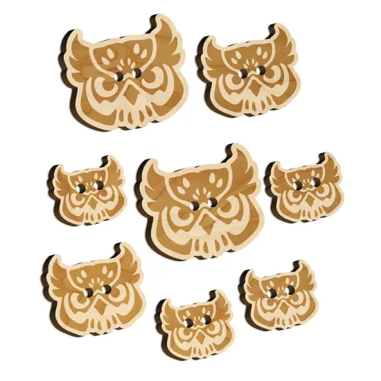 Great Horned Owl Head Wood Buttons for Sewing Knitting Crochet DIY Craft {7}