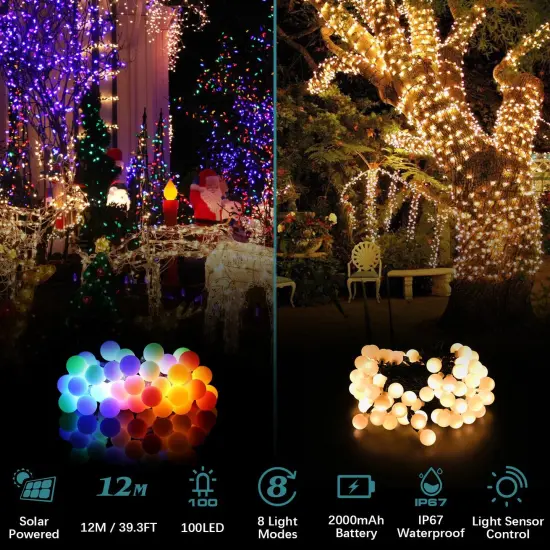 Solar Fairy Ball String Lights for Christmas Tree Decor Warm white {4}