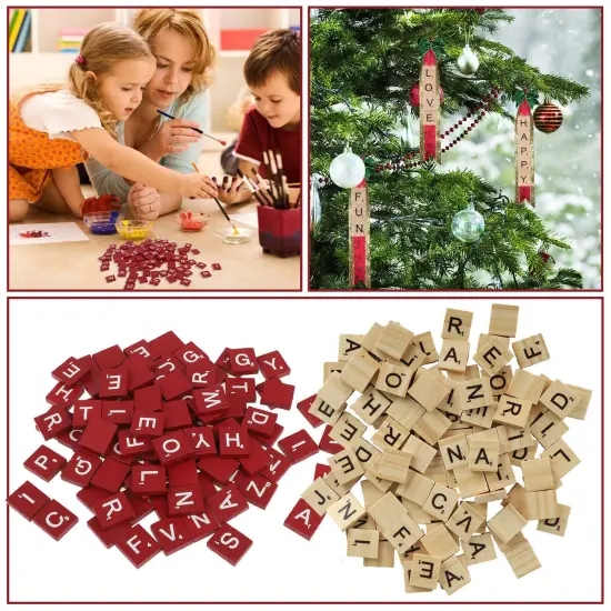 Wooden Scrabble Tiles for Crafts and Game Letter Replacement Wood color 100pcs {4}