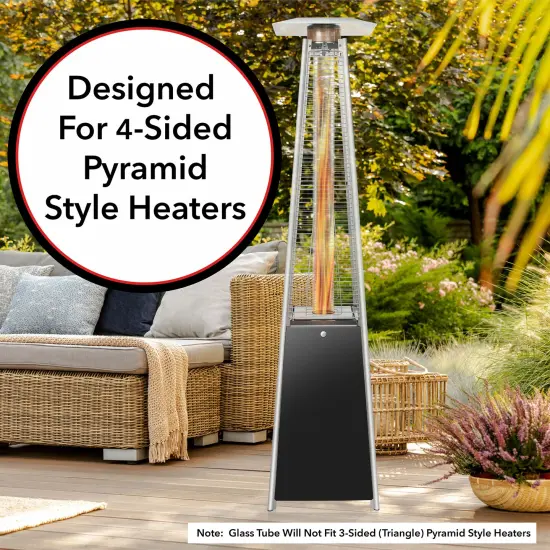 49.5" Tall Quartz Glass Tube Replacement with Rubber Ring for 4-Sided Pyramid Style Outdoor Patio Heaters by Casafield {4}