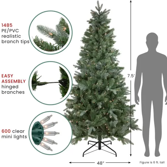 Northlight Real Touch&trade; Pre-Lit Slim Granville Fraser Fir Artificial Christmas Tree - 7.5' - Clear Lights Green {7}