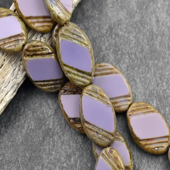 25x17mm Opaque Purple Travertine Large Oval Beads {3}